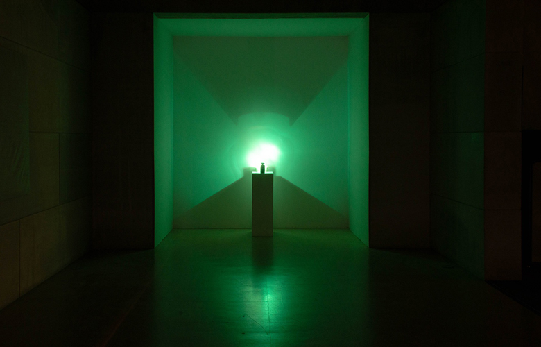 Installation image of "A SCULPTURE, A FILM, & SIX VIDEOS," 2020.